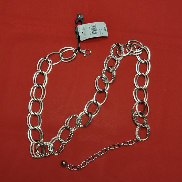 Textured Silver Tone Braided Chain Waist Belt - Picture 8 of 12